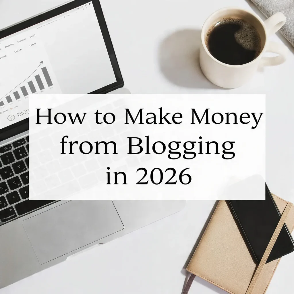 a clean flat lay design of a workspace with a lapt