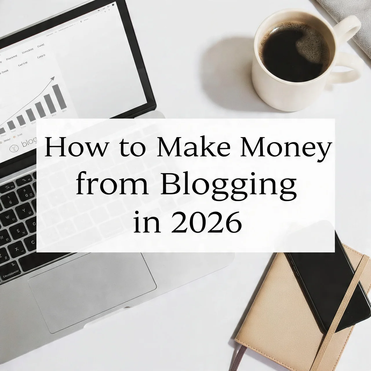 a clean flat lay design of a workspace with a lapt