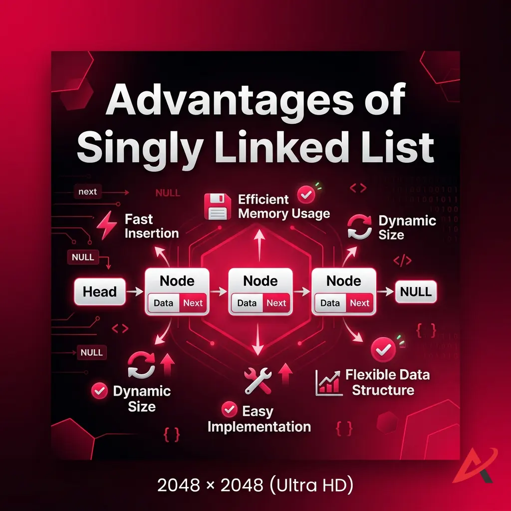 Advantages of Singly Linked List